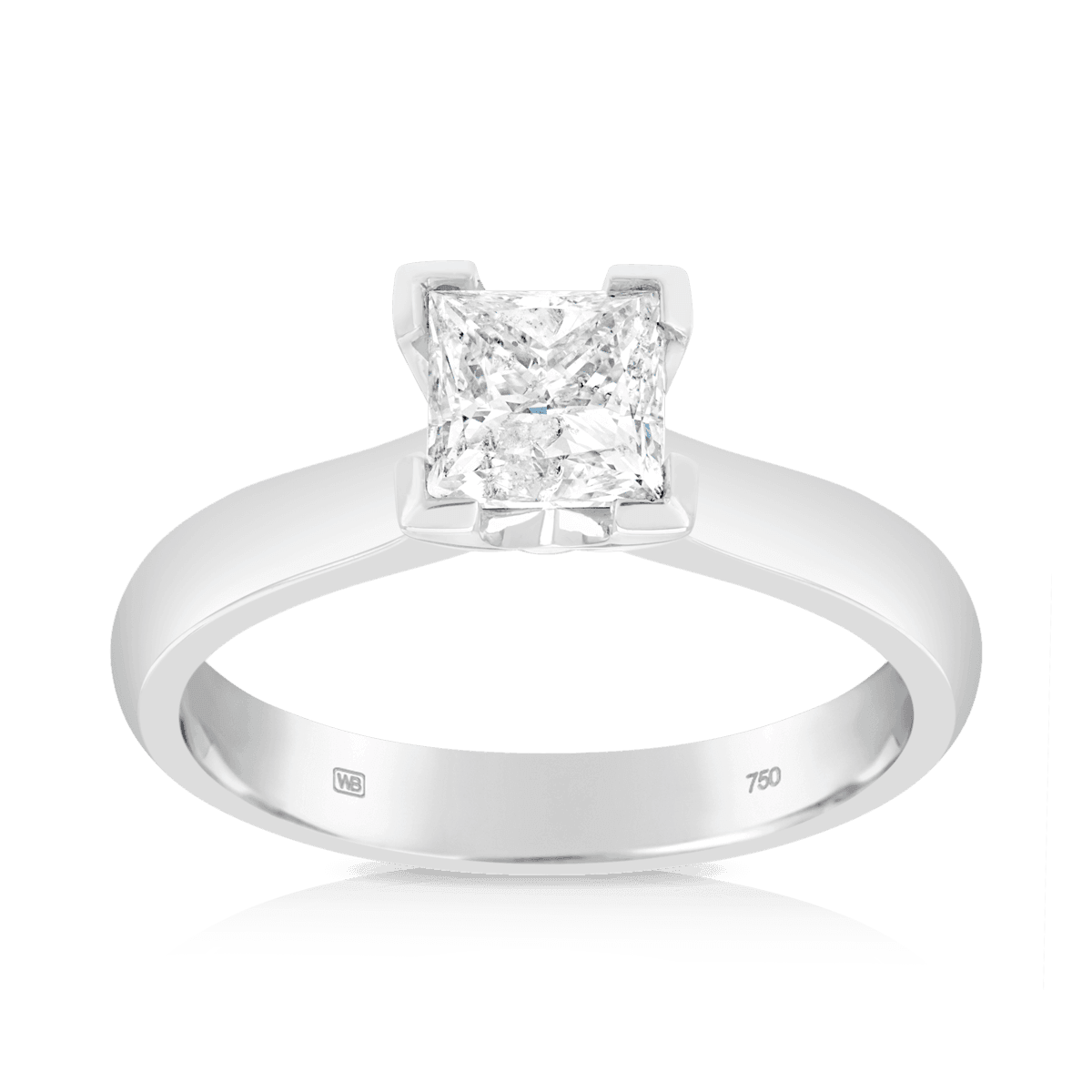 1ct TW Diamond Solitaire Square Engagement Ring in 18ct White Gold - Wallace Bishop