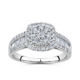 1.00ct TW Diamond Cluster Square Halo Engagement Ring in 9ct White Gold