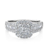 1.00ct TW Diamond Cluster Square Halo Engagement Ring in 9ct White Gold