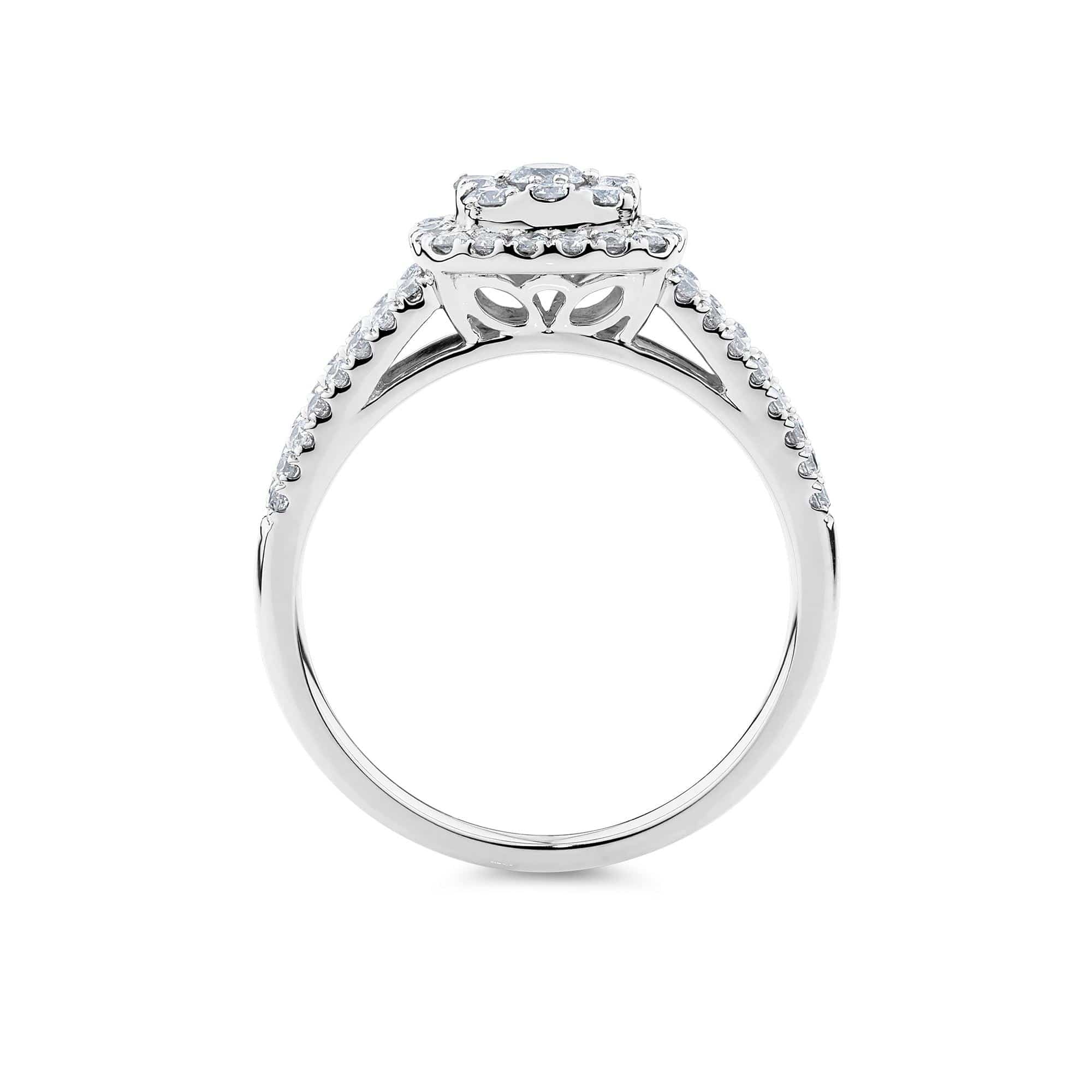 1.00ct TW Diamond Cluster Square Halo Engagement Ring in 9ct White Gold
