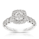 1ct TW Diamond Square Halo Engagement Ring in 9ct White Gold