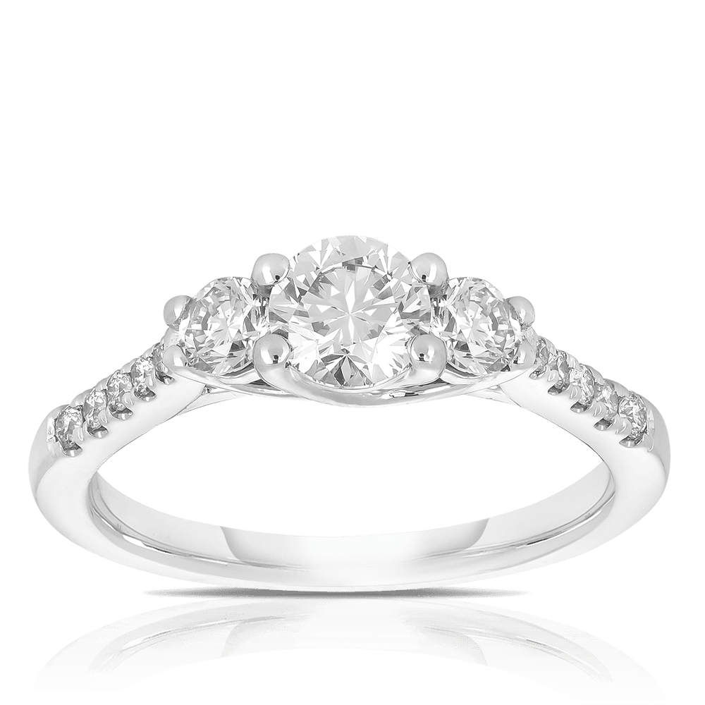 1ct TW Diamond Three Stone Engagement Ring in 9ct White Gold - Wallace Bishop