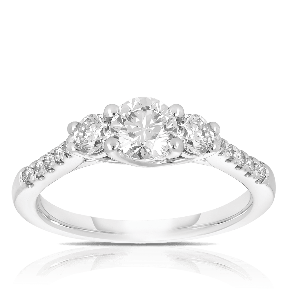 1.00ct TW Diamond Three Stone Engagement Ring in 9ct White Gold
