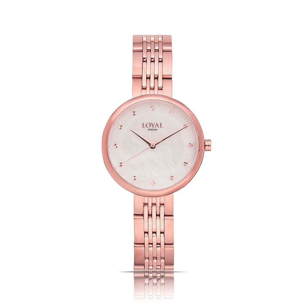 Loyal Women's Enigma Rose Plated Quartz Dress Watch Mother-Of-Pearl Dial