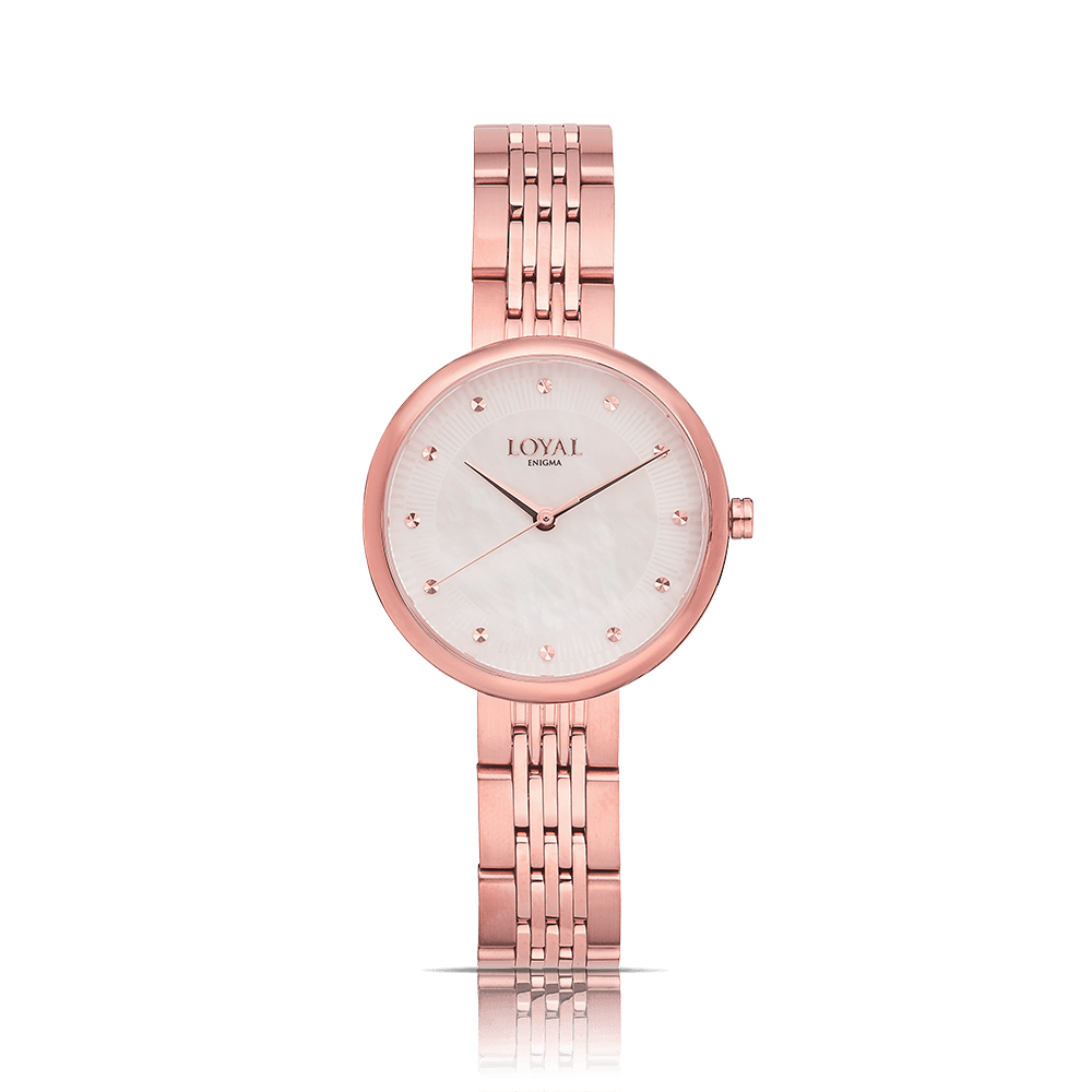 Loyal Women's Enigma Rose Plated Quartz Dress Watch Mother-Of-Pearl Dial