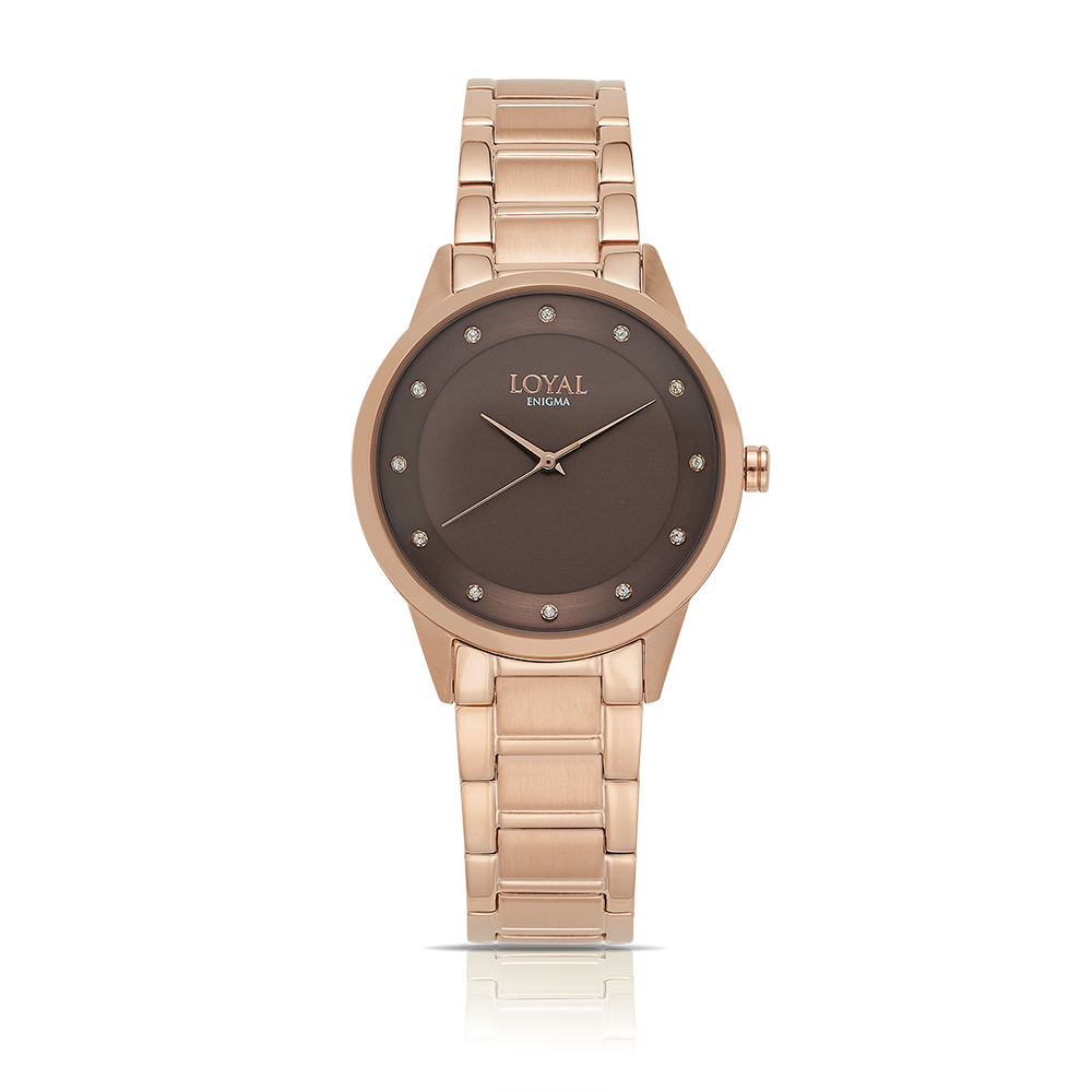 Loyal Women's Enigma Rose PVD Quartz Dress Watch Brown Dial