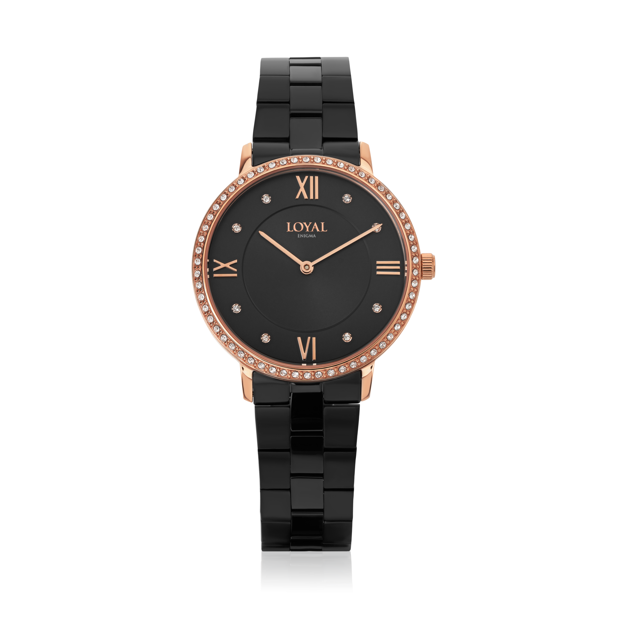 Loyal Women's Enigma Black PVD Quartz Dress Watch Black Dial