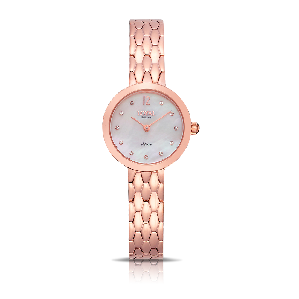 Loyal Women's Enigma Rose PVD Quartz Dress Watch Mother-Of-Pearl Dial