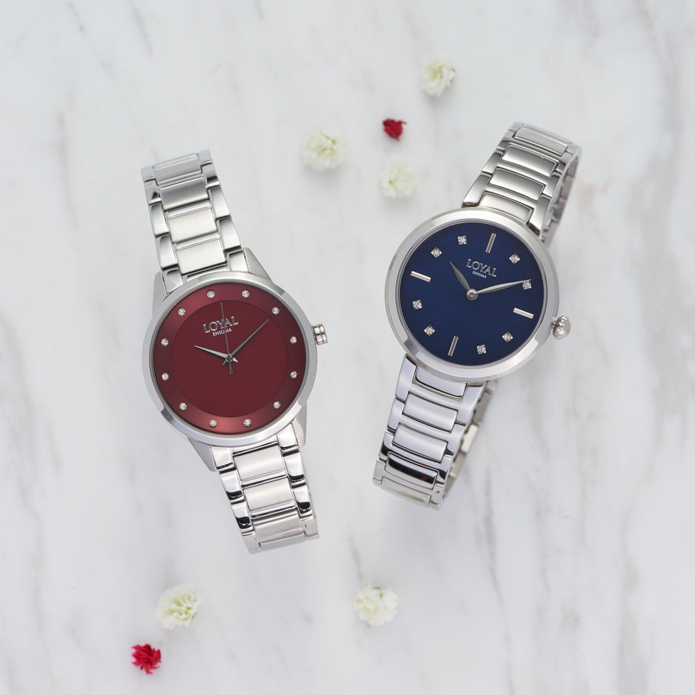 Loyal Women's Enigma Stainless Steel Quartz Sport Watch Red Dial
