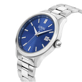 Side view of the Loyal Academy Stainless Steel Watch, reference 03R85MBZ2, showing the case profile and bracelet construction. The 40mm quartz watch sits comfortably on the wrist, suited to both everyday and active wear.