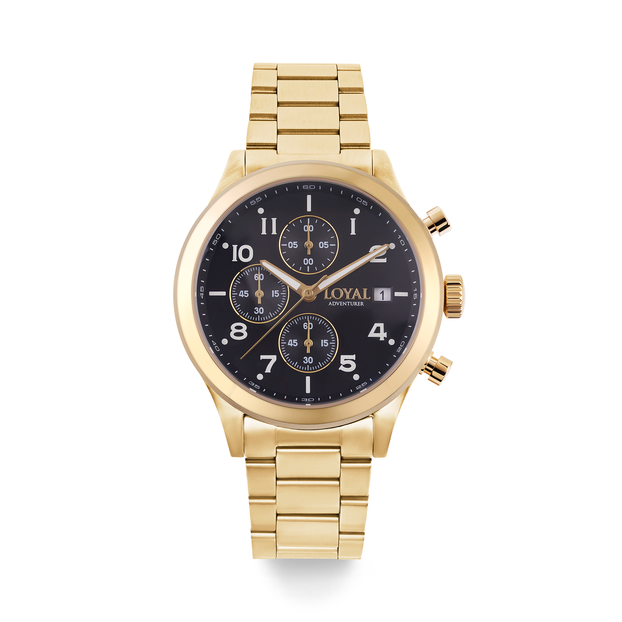 Loyal Adventurer Men's 42mm Gold PVD Quartz Chronograph Watch