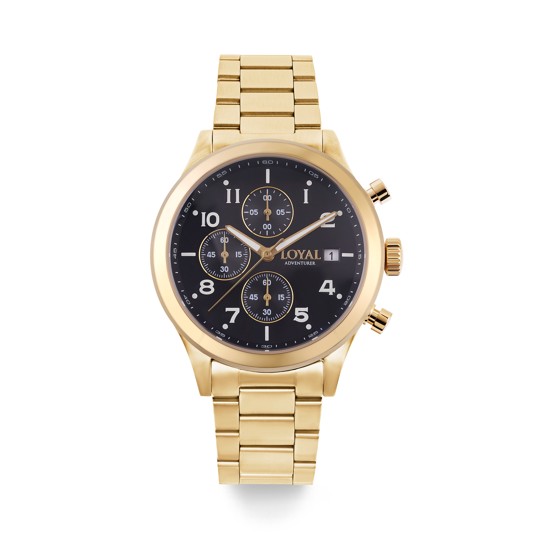 Loyal Adventurer Men's 42mm Gold PVD Quartz Chronograph Watch