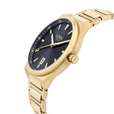 Three-quarter angle view of the Loyal Maritima Gold Watch, reference 05D47MBA1, showing the case profile and bracelet construction. The 40mm case sits comfortably on the wrist, suited to both everyday and active wear.