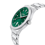 Three-quarter angle view of the Loyal Maritima Steel Watch, reference 05D47MBA1, showing the case profile and stainless steel bracelet construction. The 40mm case sits comfortably on the wrist, suited to both everyday and active wear.