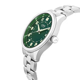 Three-quarter angle view of the Loyal Adventurer Field Watch, reference 05C97MBA1, showing the case profile and stainless steel bracelet construction. The 40mm case and domed crystal are visible from this angle, alongside the bonus NATO strap included with this set.
