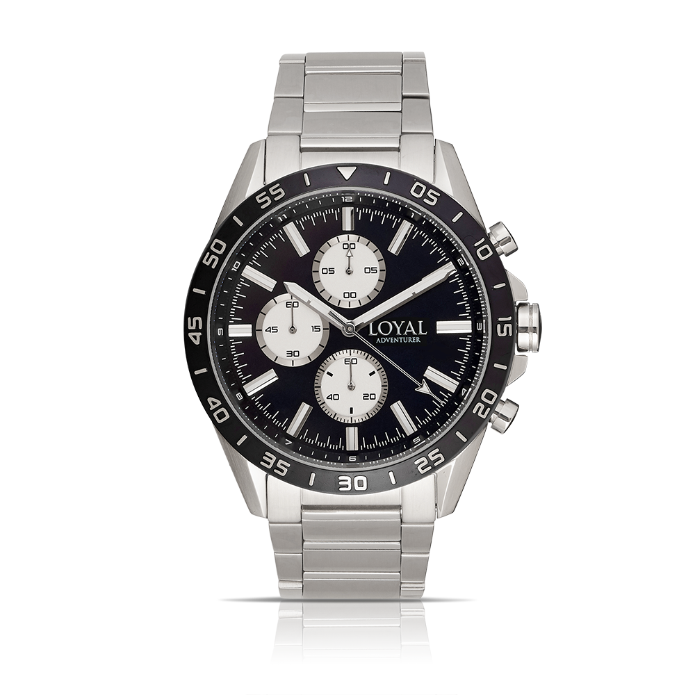 Loyal Men's Adventurer Stainless Steel Quartz Chronograph Sport Watch Blue Dial