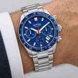 Loyal Adventurer Quartz Chronograph Men's 43mm Watch 05D48GBA1A - blue dial on wrist
