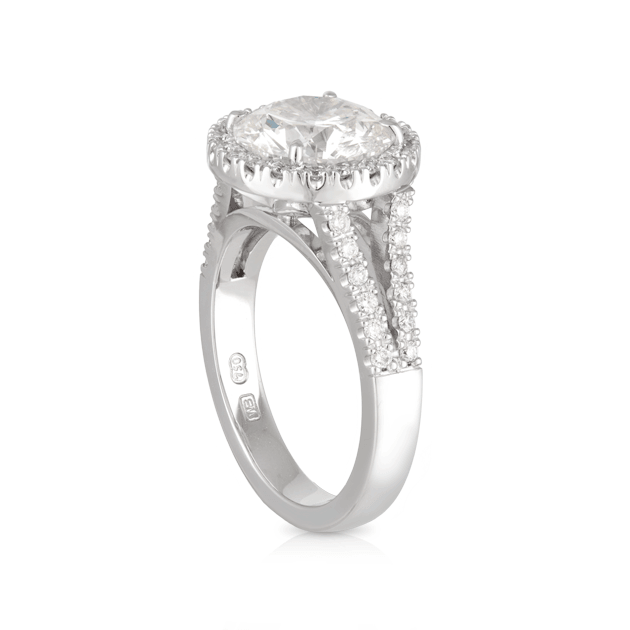 3.05ct TW Diamond Halo Engagement Ring in 18ct White Gold - Wallace Bishop