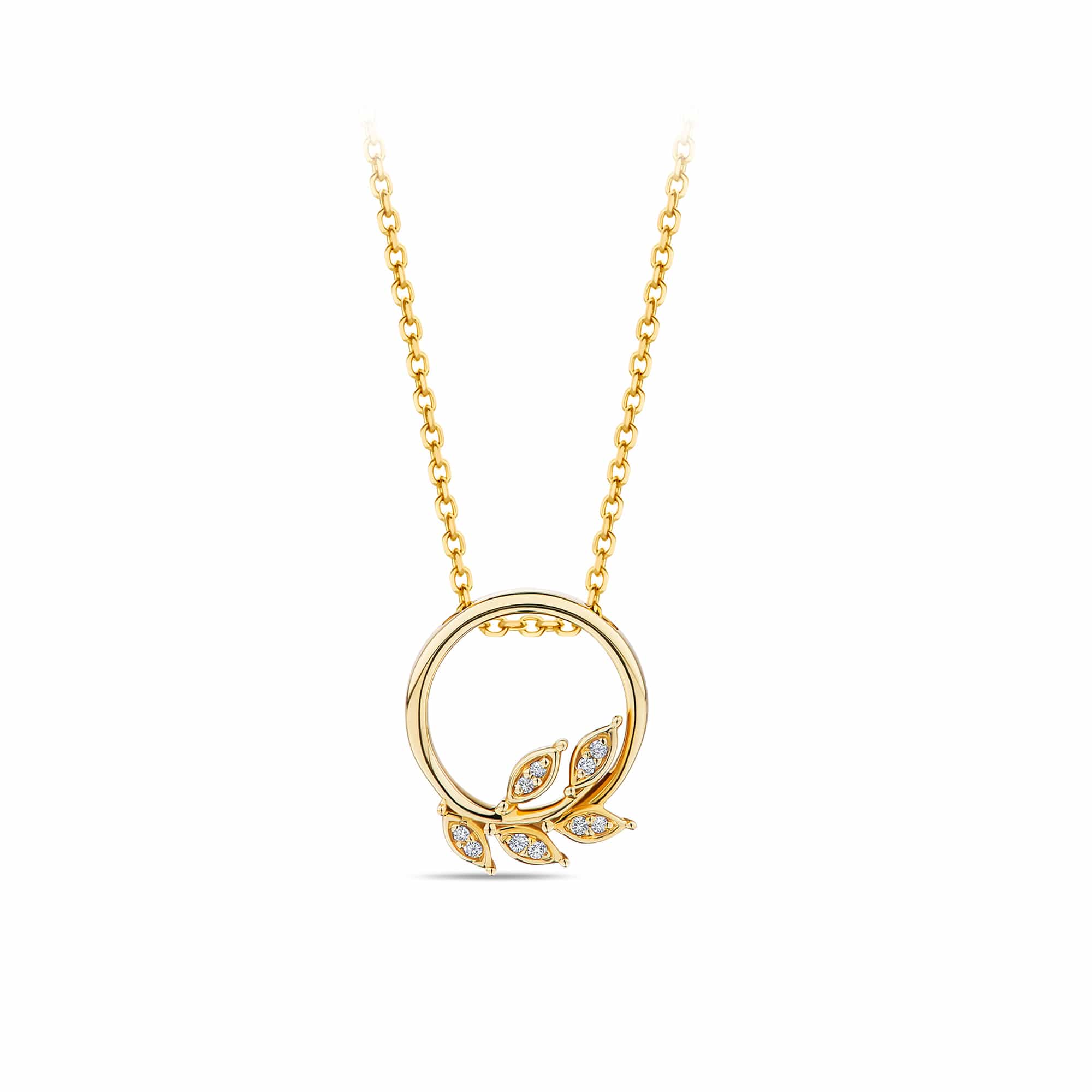 Helia Diamond Leaf Necklace in 9ct Recycled Gold with 14ct Recycled Gold Chain