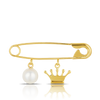 Crown & Pearl Baby Brooch in 9ct Yellow Gold