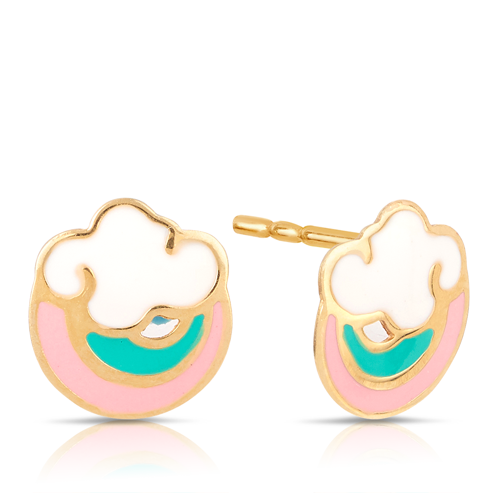 Children's Rainbow Enamel Stud Earrings in 9ct Yellow Gold