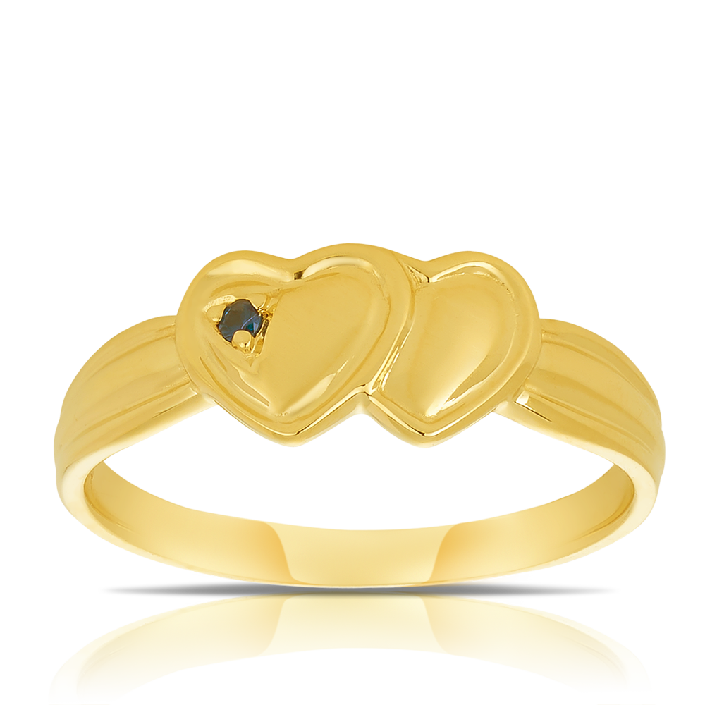 Children's Heart Polished Sapphire Ring in 9ct Yellow Gold