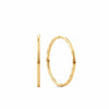 A pair of 9ct yellow gold sleeper hoop earrings shown front on, displaying their medium 13mm round silhouette with a polished finish and slim 1mm width.