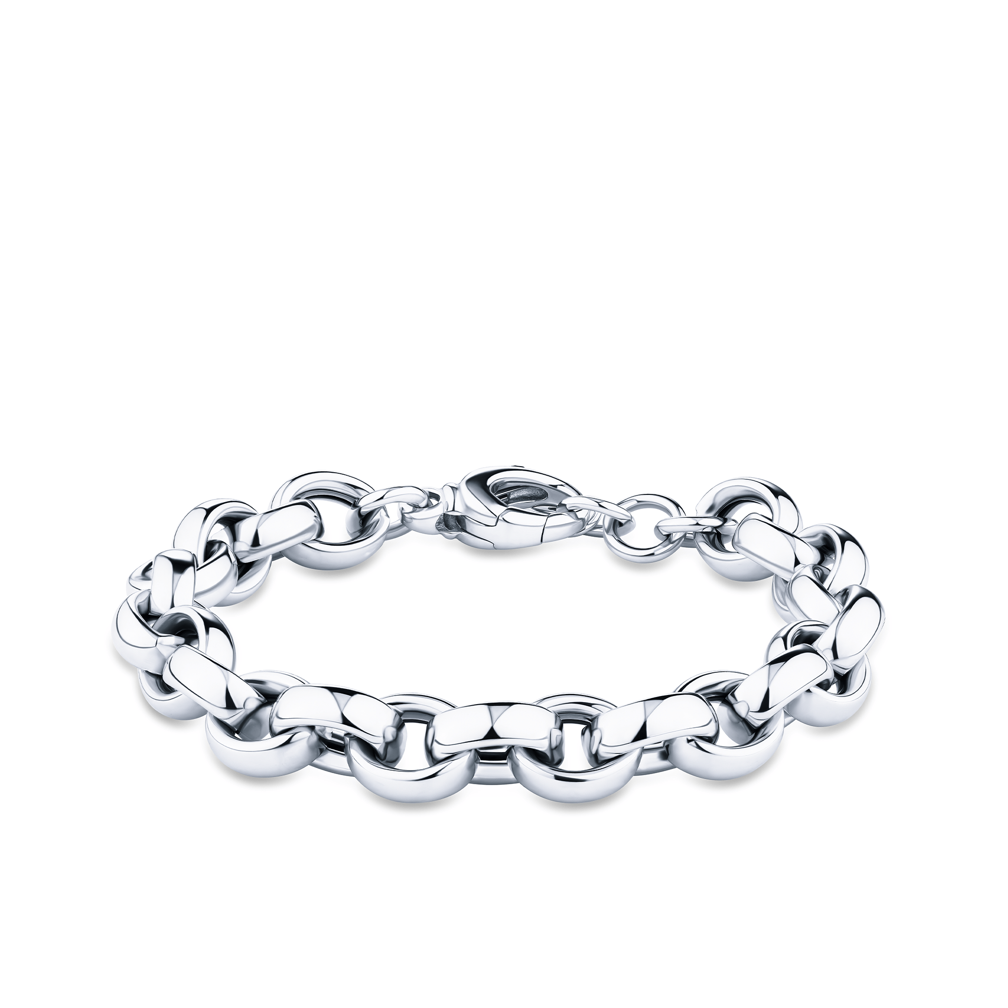 Hollow Chunky Medium Link Bracelet in Sterling Silver
