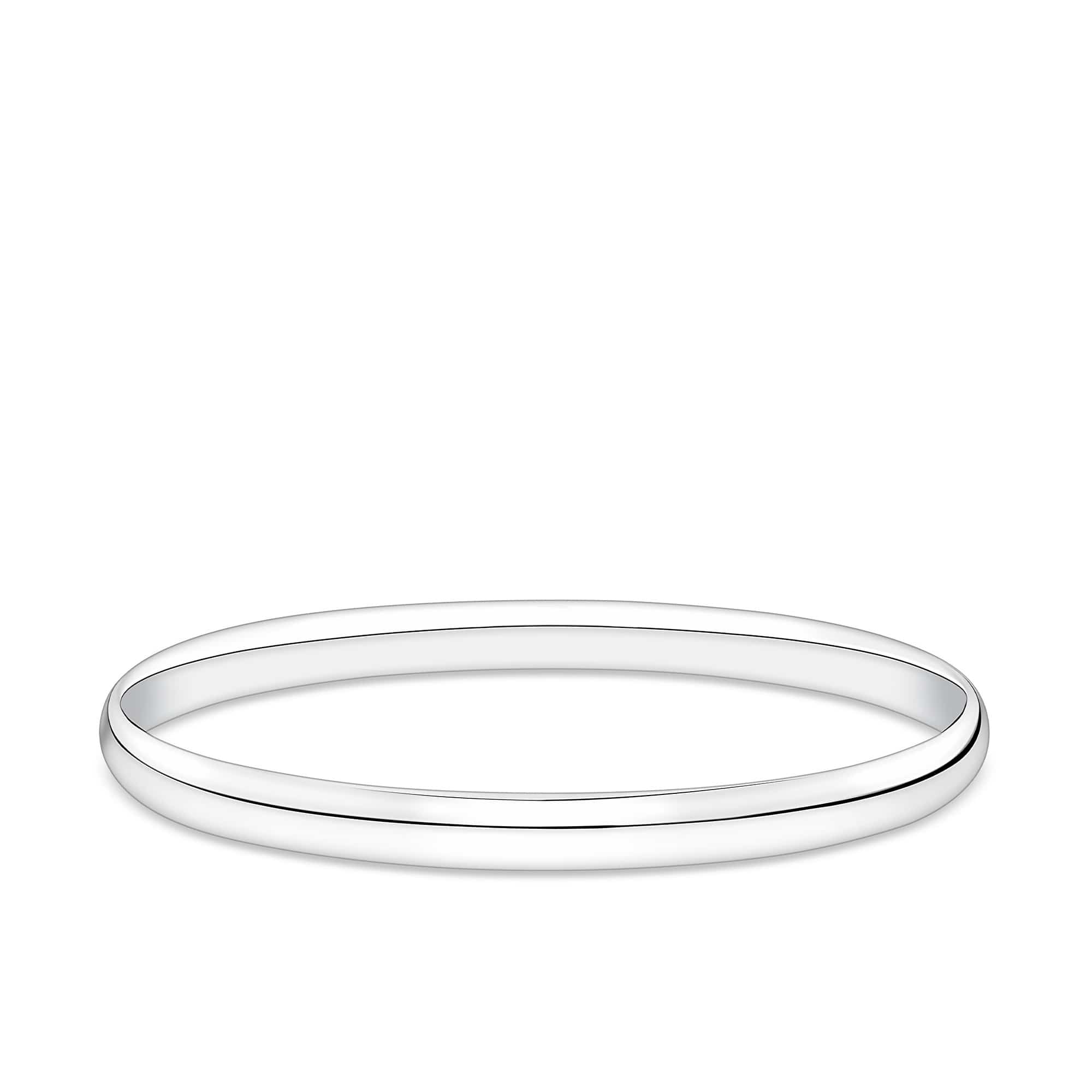 Solid Oval Bangle in Sterling Silver