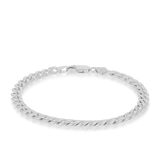 Solid Curb Link Bracelet Sterling Silver Rhodium Plate