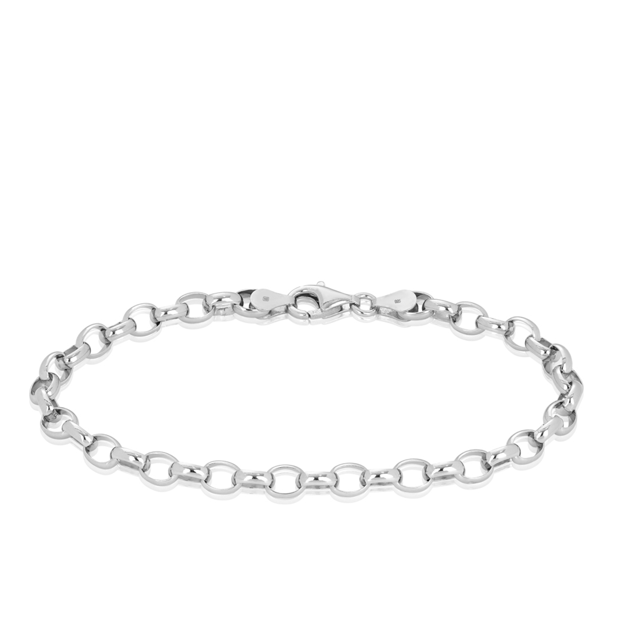 Solid Bevelled Bracelet in Sterling Silver Rhodium Plate