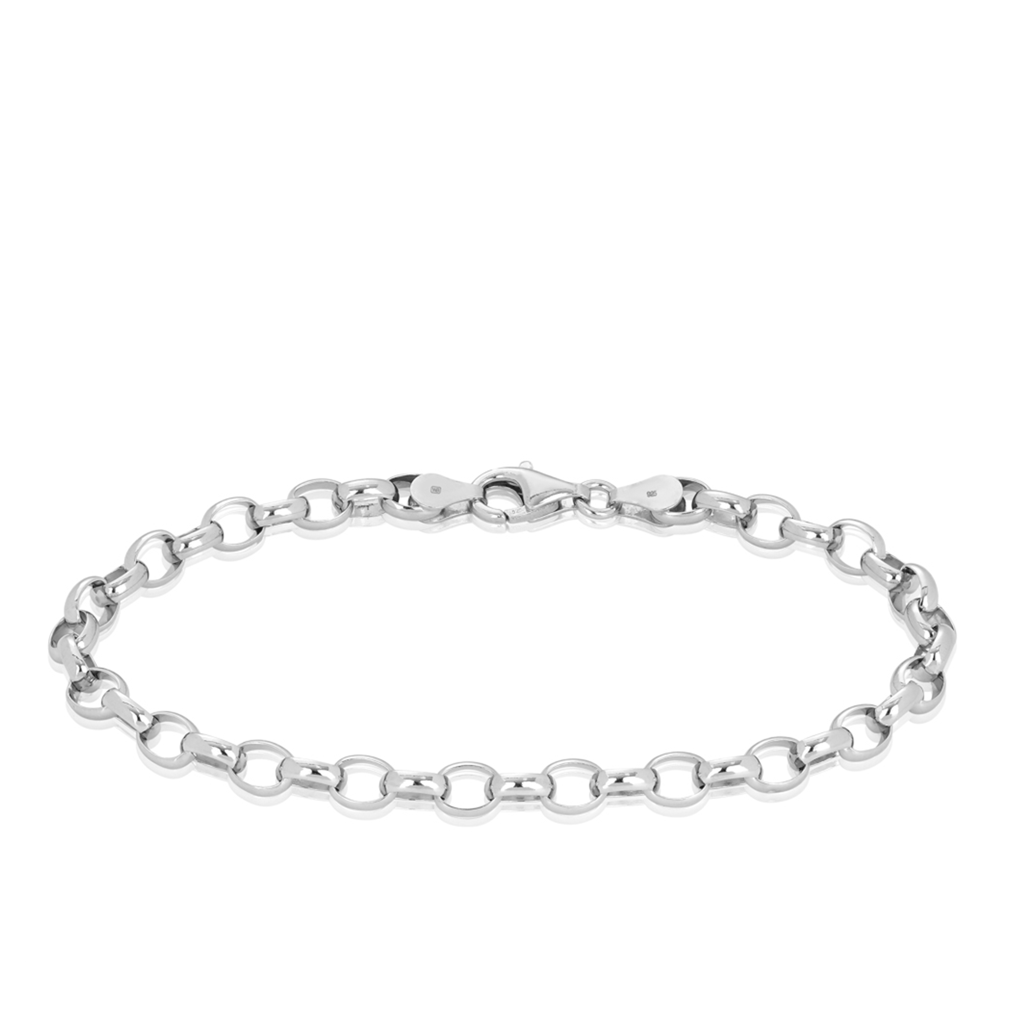 Solid Bevelled Bracelet in Sterling Silver Rhodium Plate