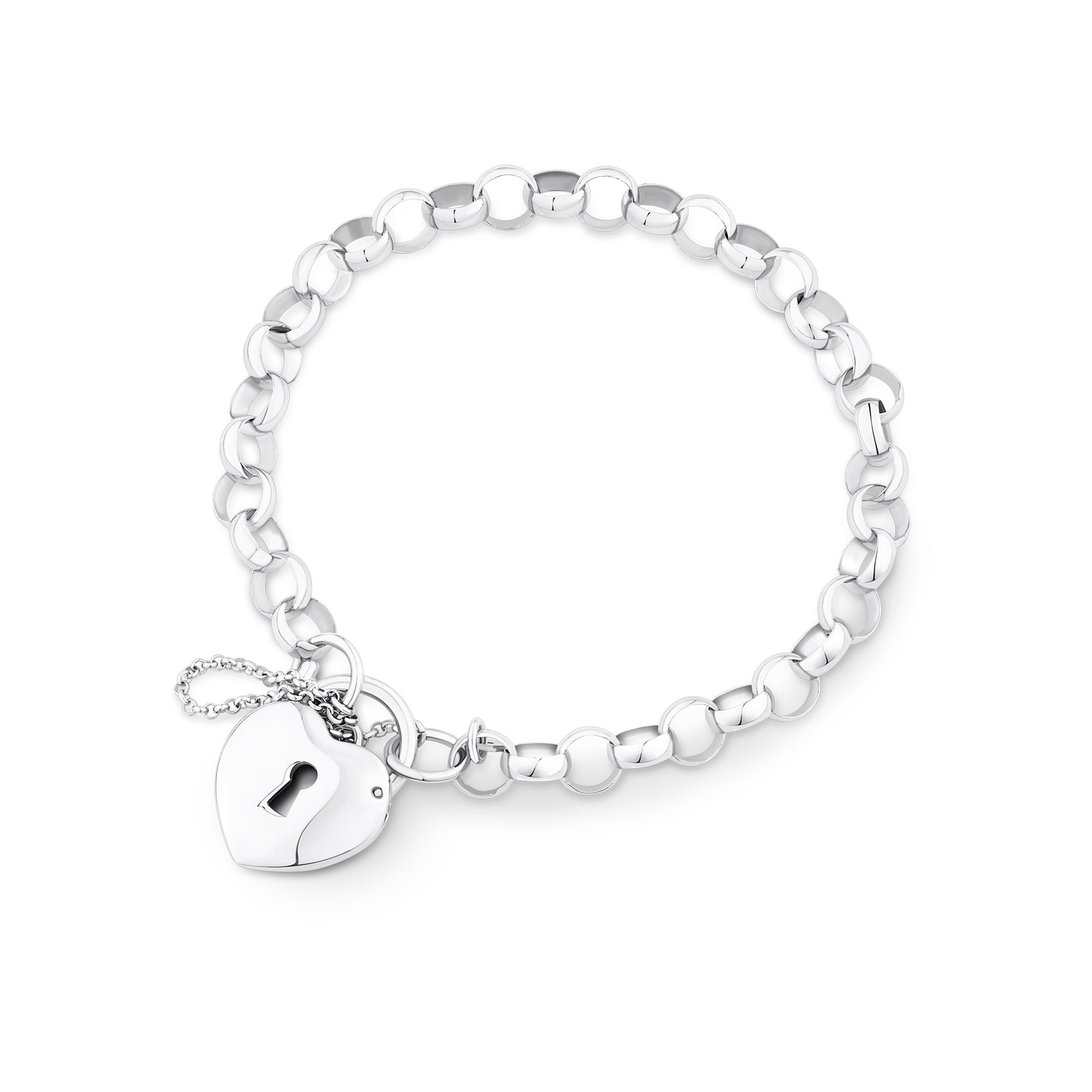 Heart Padlock Bracelet in Sterling Silver