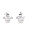 Freshwater Pearl Snowman Stud Earrings in Sterling Silver