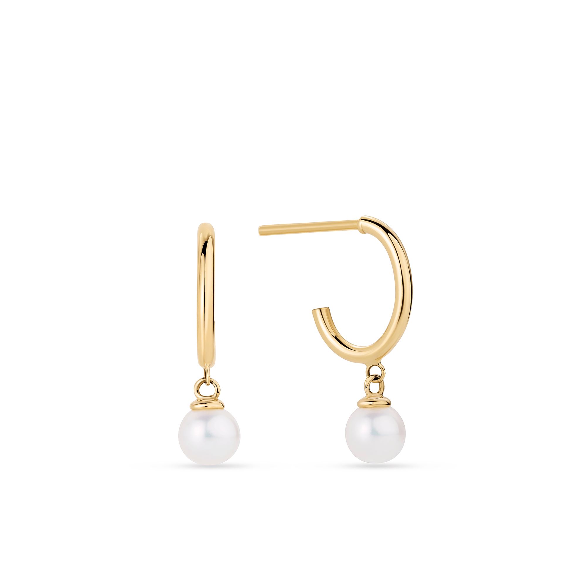 Freshwater Pearl Drop Earrings in 9ct Yellow Gold