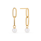 Freshwater Pearl Drop Earrings in 9ct Yellow Gold