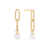 Freshwater Pearl Drop Earrings in 9ct Yellow Gold