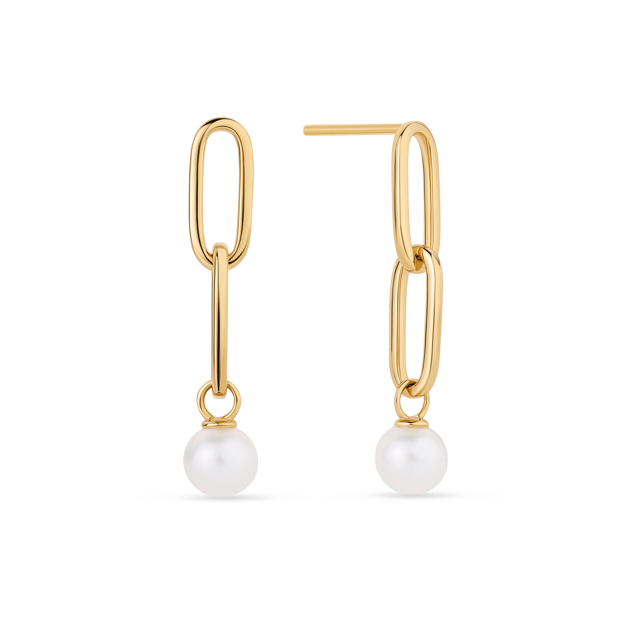 Freshwater Pearl Drop Earrings in 9ct Yellow Gold