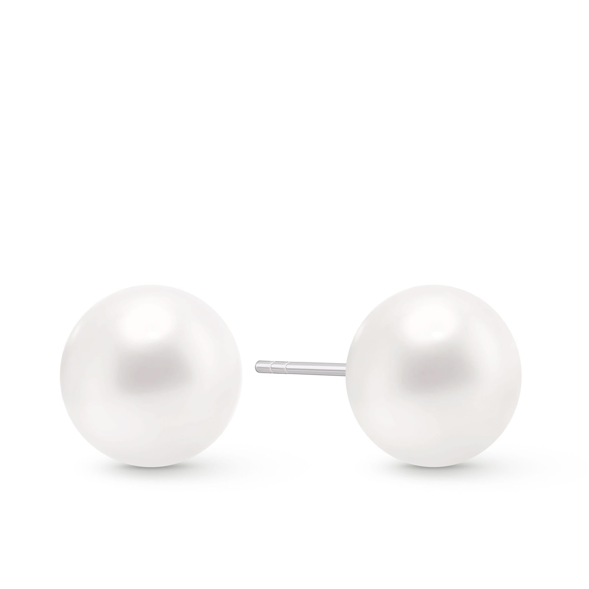11mm Freshwater Pearl Button Stud Earrings in Sterling Silver