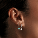 Pearl & Cubic Zirconia Drop Huggies in Sterling Silver