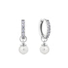 Pearl & Cubic Zirconia Drop Huggies in Sterling Silver