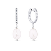 Cubic Zirconia & Freshwater Pearl Drop Earrings in Sterling Silver