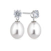 Freshwater Pearl and Cubic Zirconia Earrings in Sterling Silver