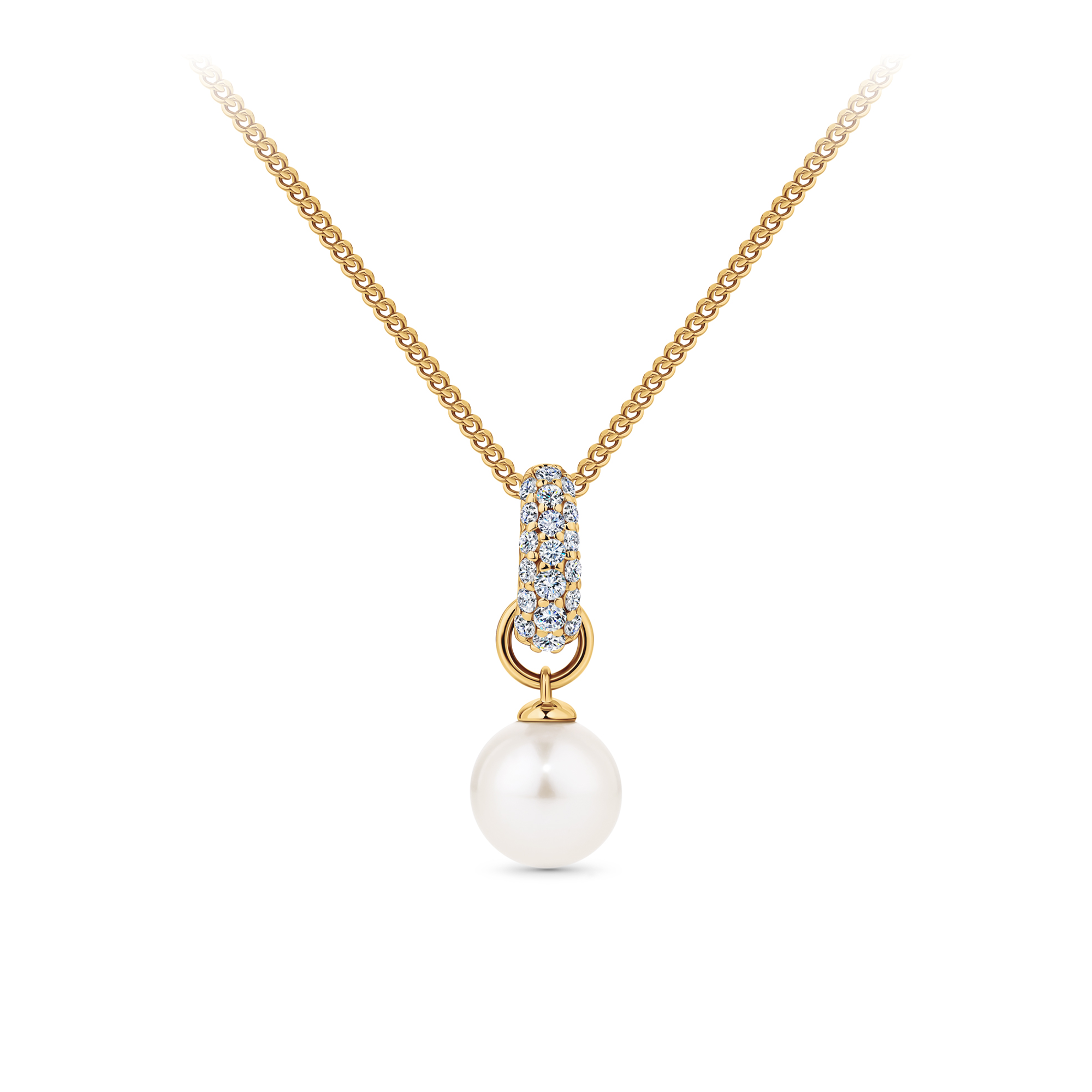 Freshwater Pearl and Cubic Zirconia Pendant in 9ct Yellow Gold