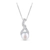 Freshwater Pearl and Cubic Zirconia Twist Pendant in Sterling Silver