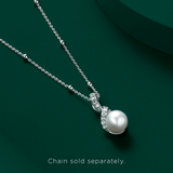 Freshwater Pearl and Cubic Zirconia Twist Pendant in Sterling Silver