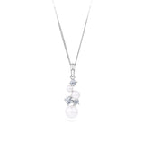 Front-on view of the Wallace Bishop Freshwater Pearl & Cubic Zirconia Pendant in Sterling Silver, reference 33PDCZ36, measuring 18.8mm in length. The pendant features a cluster of round freshwater pearls and round cubic zirconias.