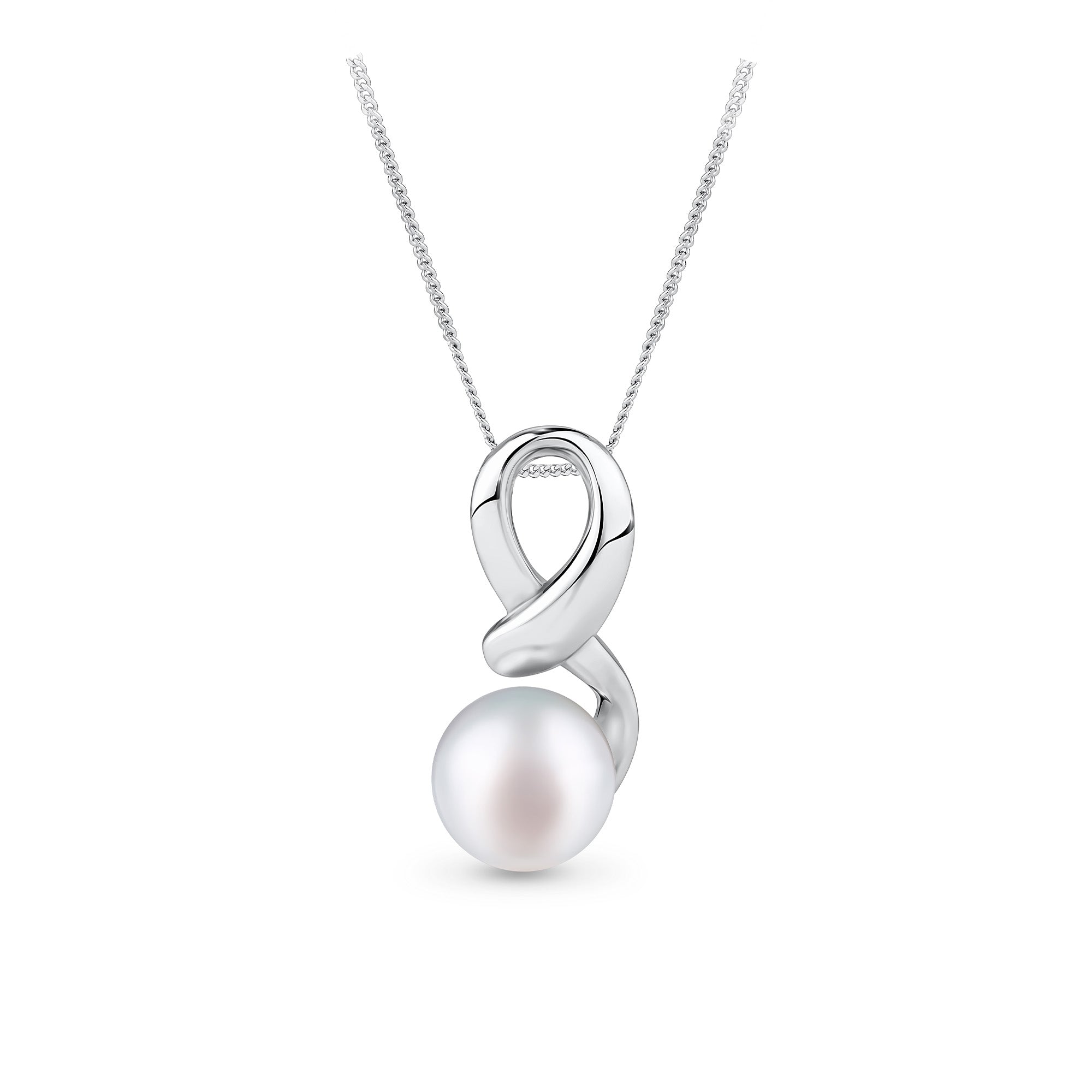 Button Freshwater Pearl Pendant and Earrings Set in Sterling Silver