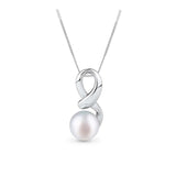 Freshwater Pearl Pendant and Earrings Set in Sterling Silver