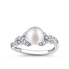 Freshwater Pearl and Cubic Zirconia Twist Ring in Sterling Silver